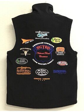 Professionals Choice Black Softshell Full Zip Vest Patches Western Cowboy